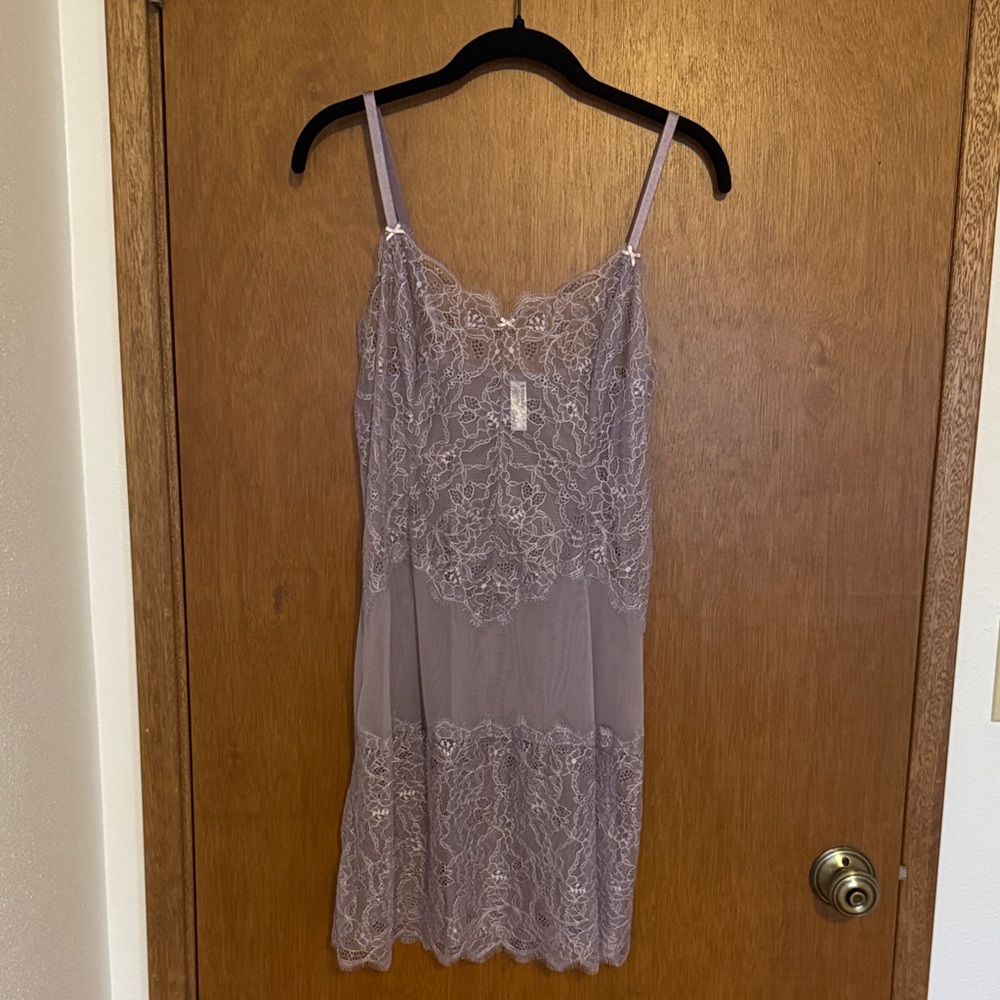 Lace Trim Chemise in Soft Purple